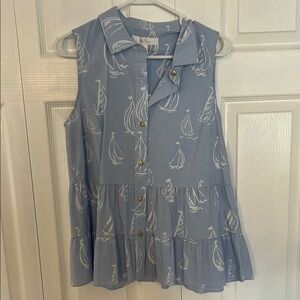 NWT Lilly Pulitzer Blue Sailboat Top Sz 8
